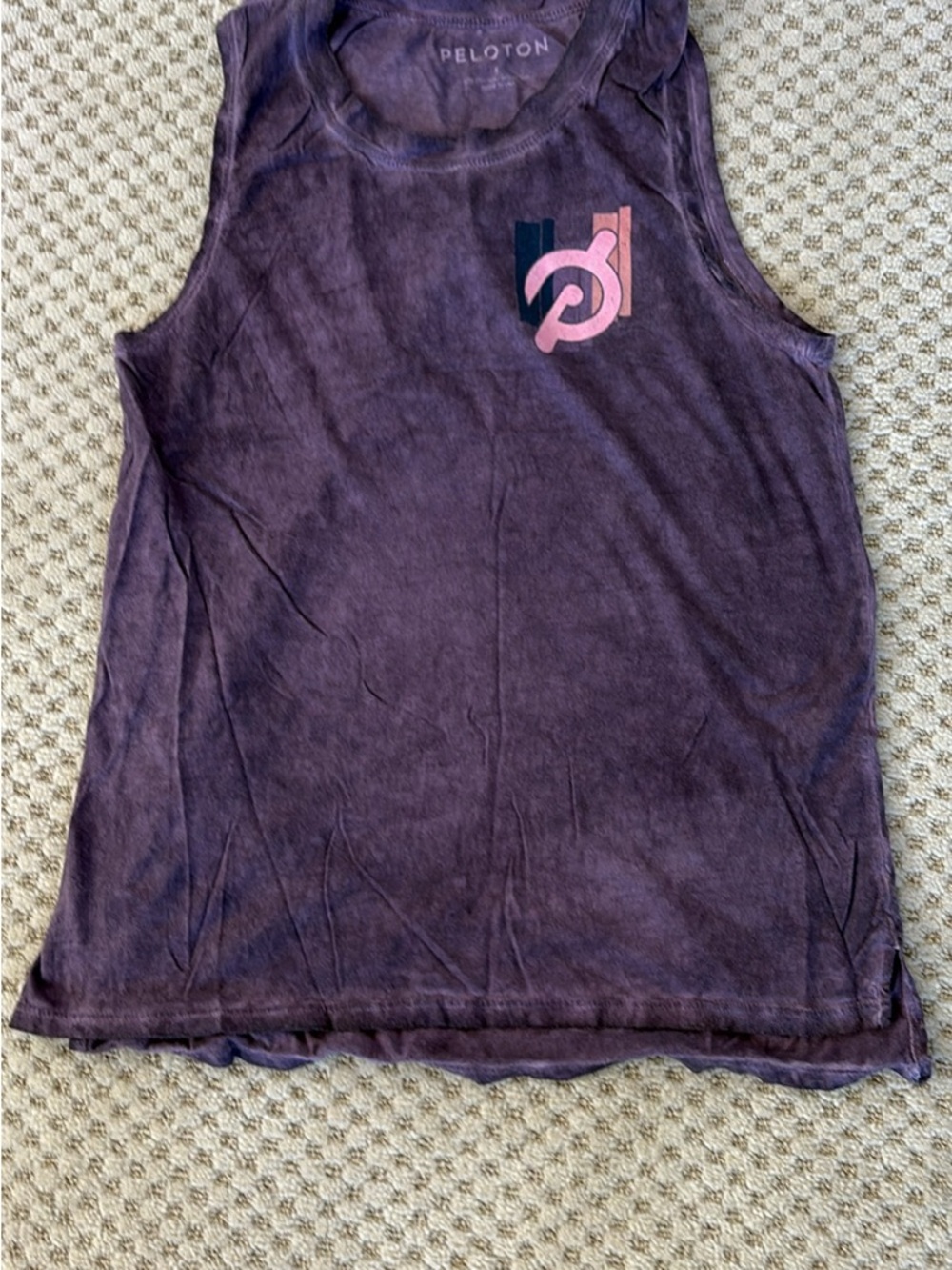 Peloton Purple Washed Muscle Tank with Pink Accent Logo